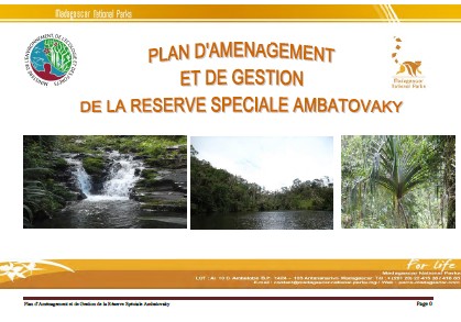 Plan d’Aménagement et de Gestion de la Réserve Spéciale d'Ambatovaky